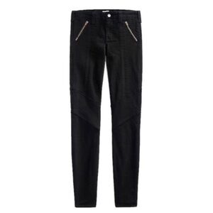 J. Crew Black Zip Utility Moto Skinny Jeans